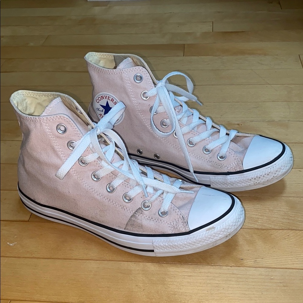 Converse High-Tops in Soft Pink with White Accents